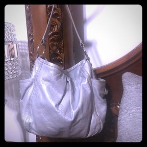 Coach silver/grey leather bag